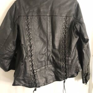 Genuine Leather Biker Jacket - Tons of Bike Gear - Size Large
